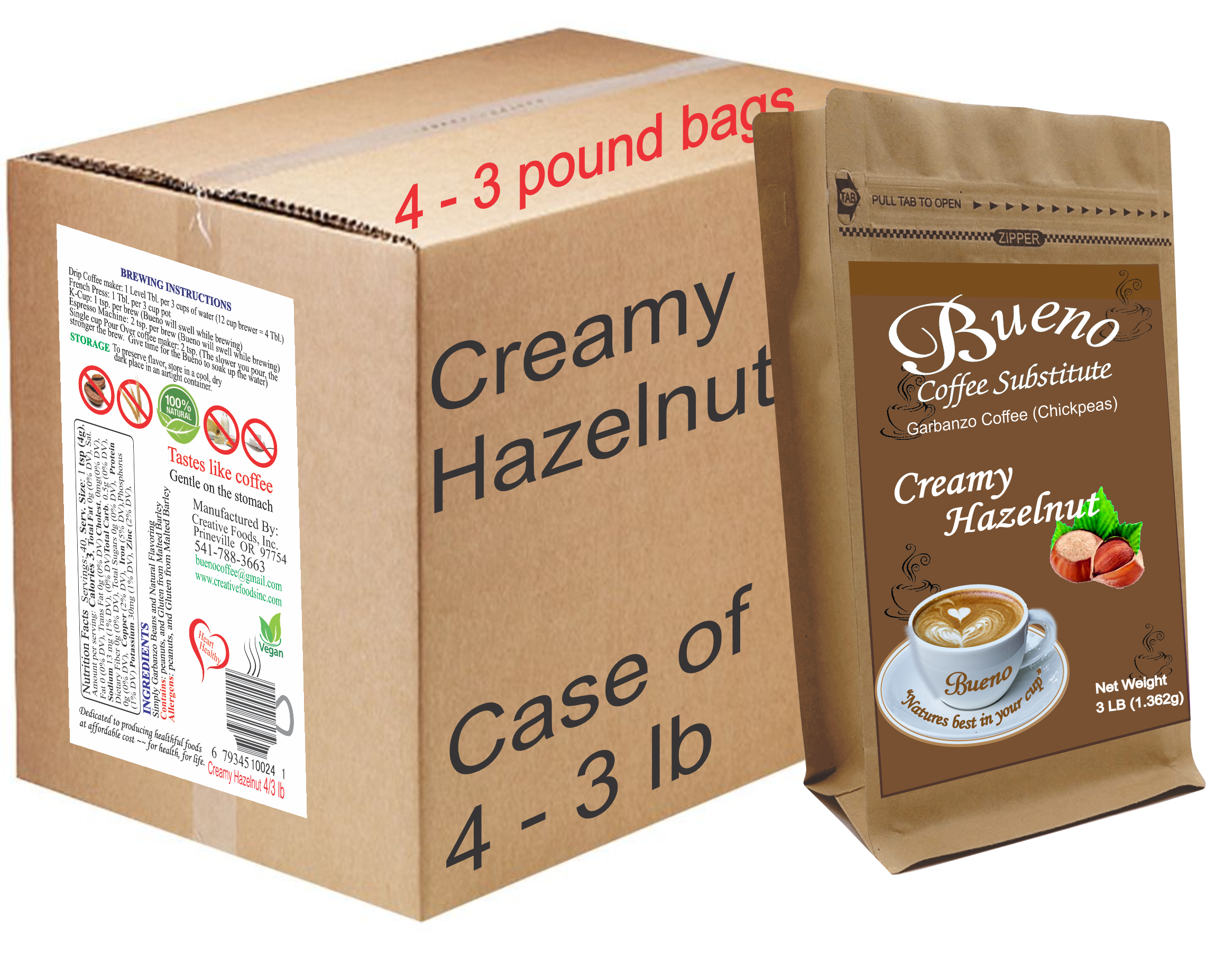 Creamy Hazelnut - case of 4 - 3 pound packages - Click Image to Close